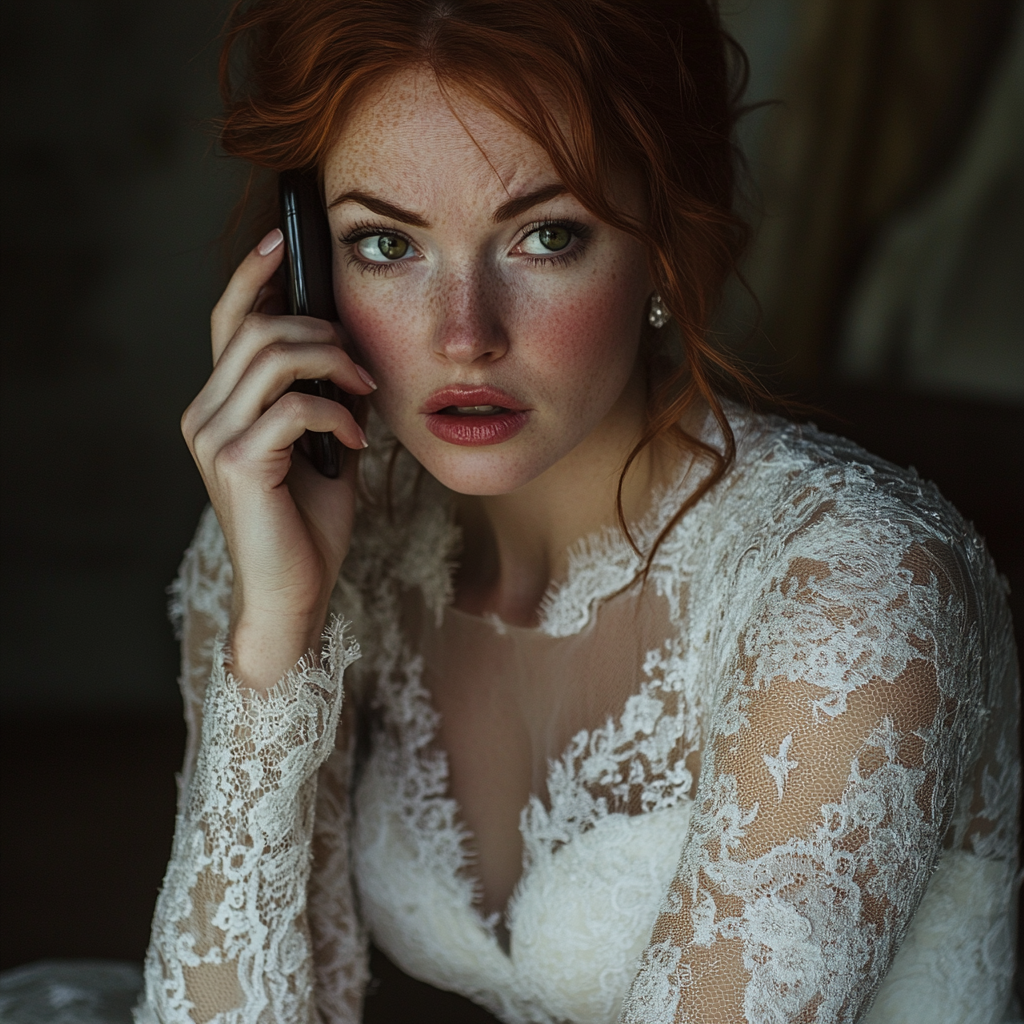 A bride on the phone | Source: Midjourney