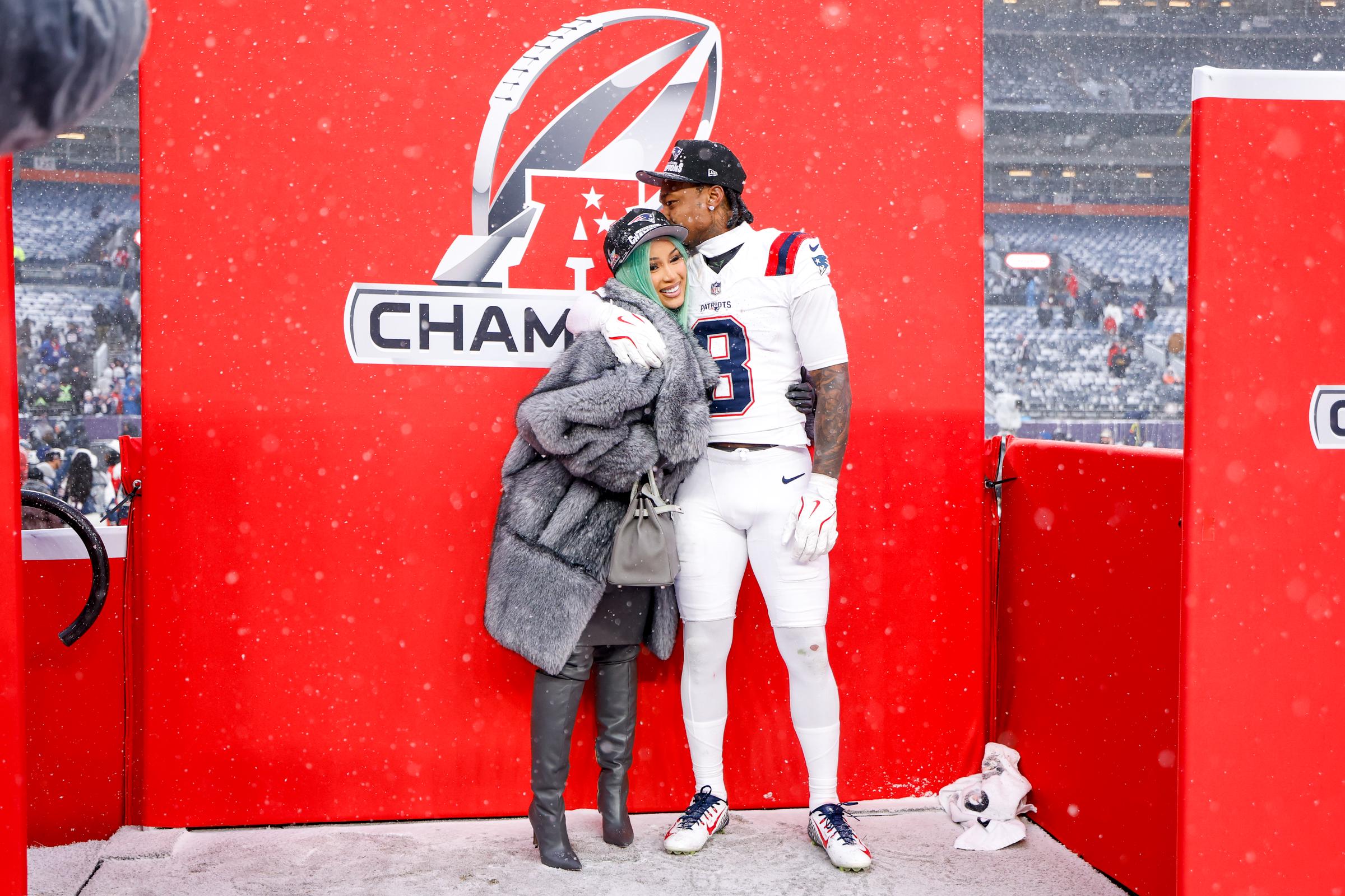 Cardi B and Stefon Diggs after the AFC Championship game at Empower Field at Mile High on January 25, 2026, in Denver, Colorado. | Source: Getty Images