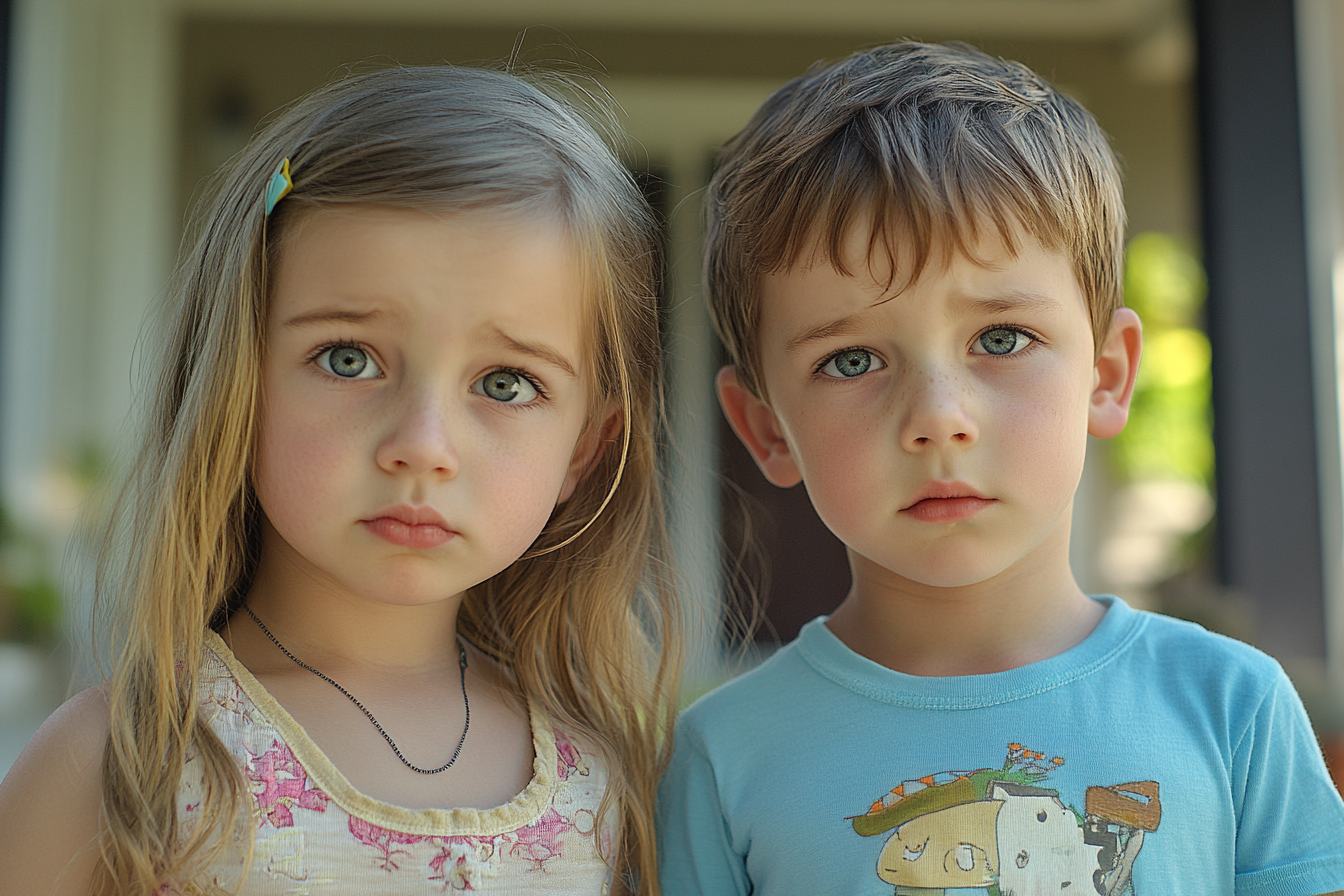 Children standing outside their grandmother's house | Source: Midjourney