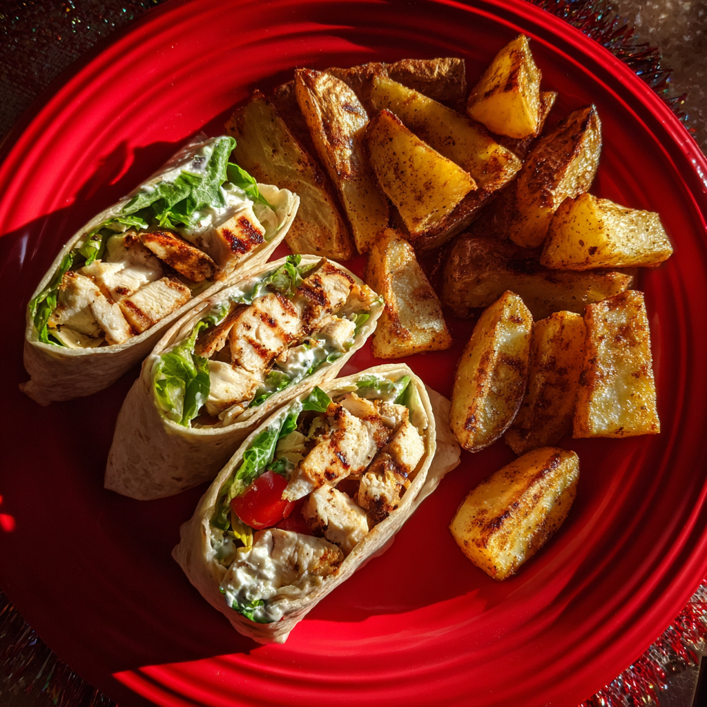 Food on a red plate | Source: Midjourney