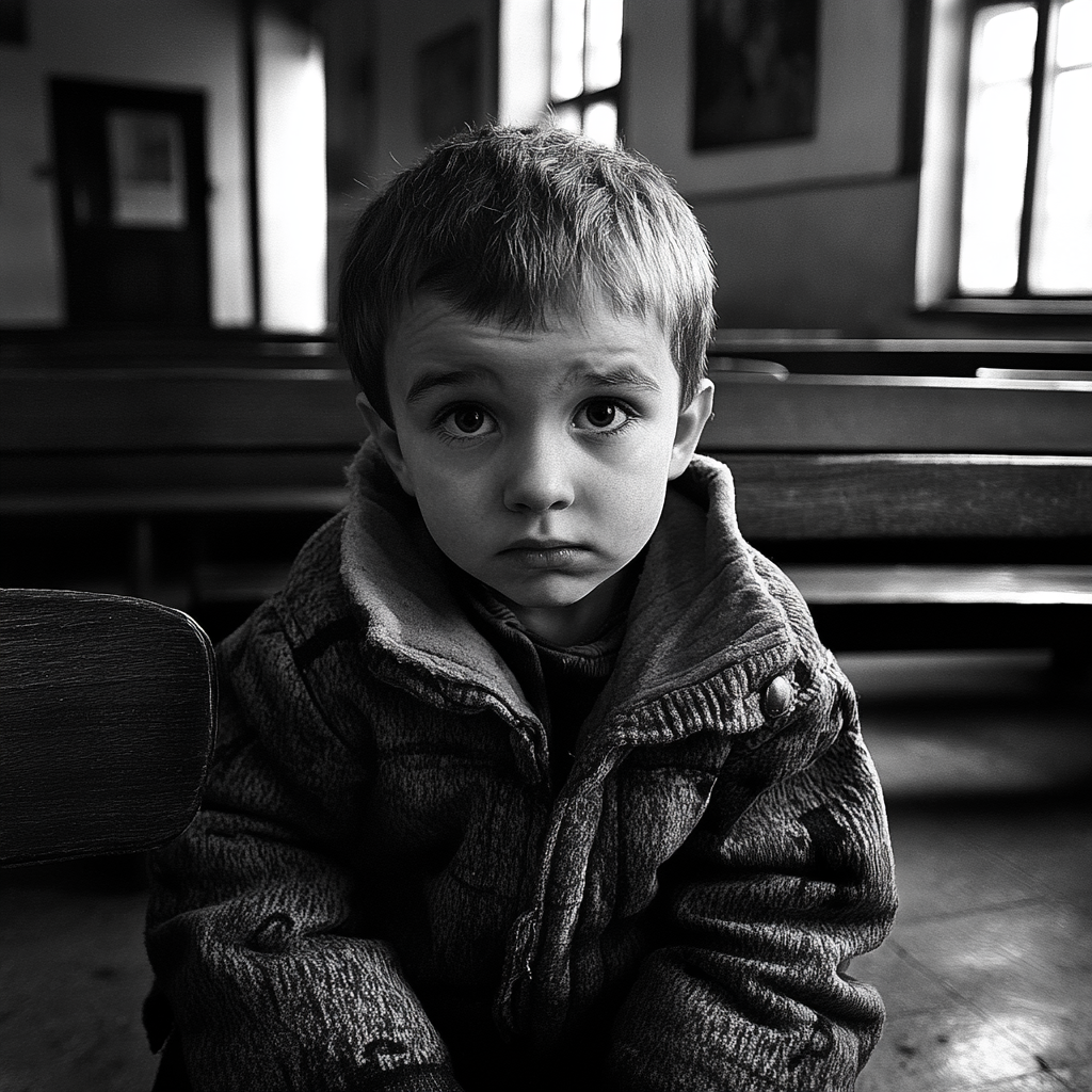 A sad boy in an orphanage | Source: Midjourney