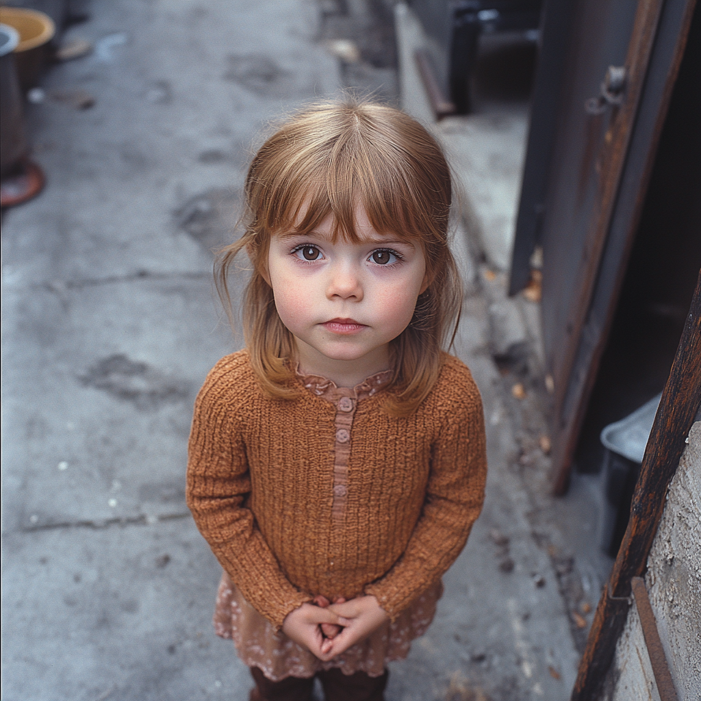 A little girl begging | Source: Midjourney