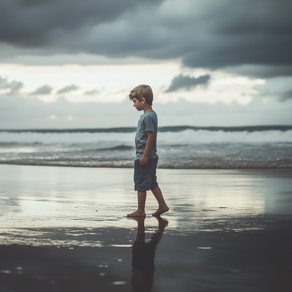 A young boy walking | Source: Midjourney