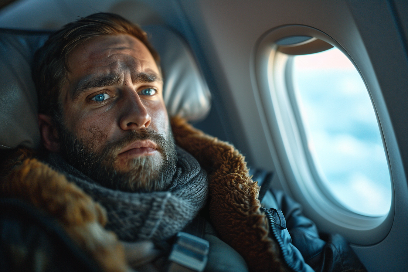 A man sitting in an airplane | Source: Midjourney