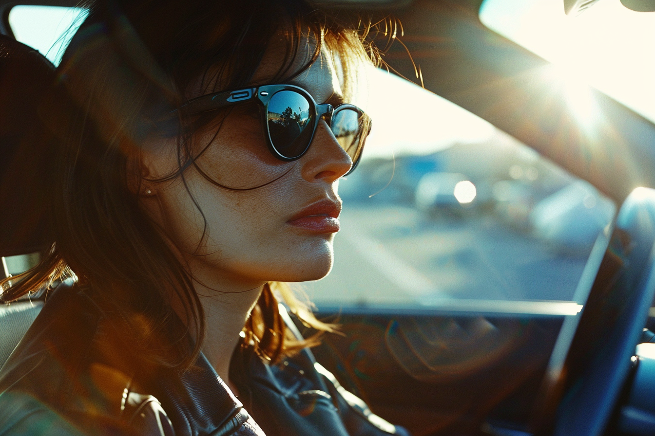 A woman in her car | Source: Midjourney