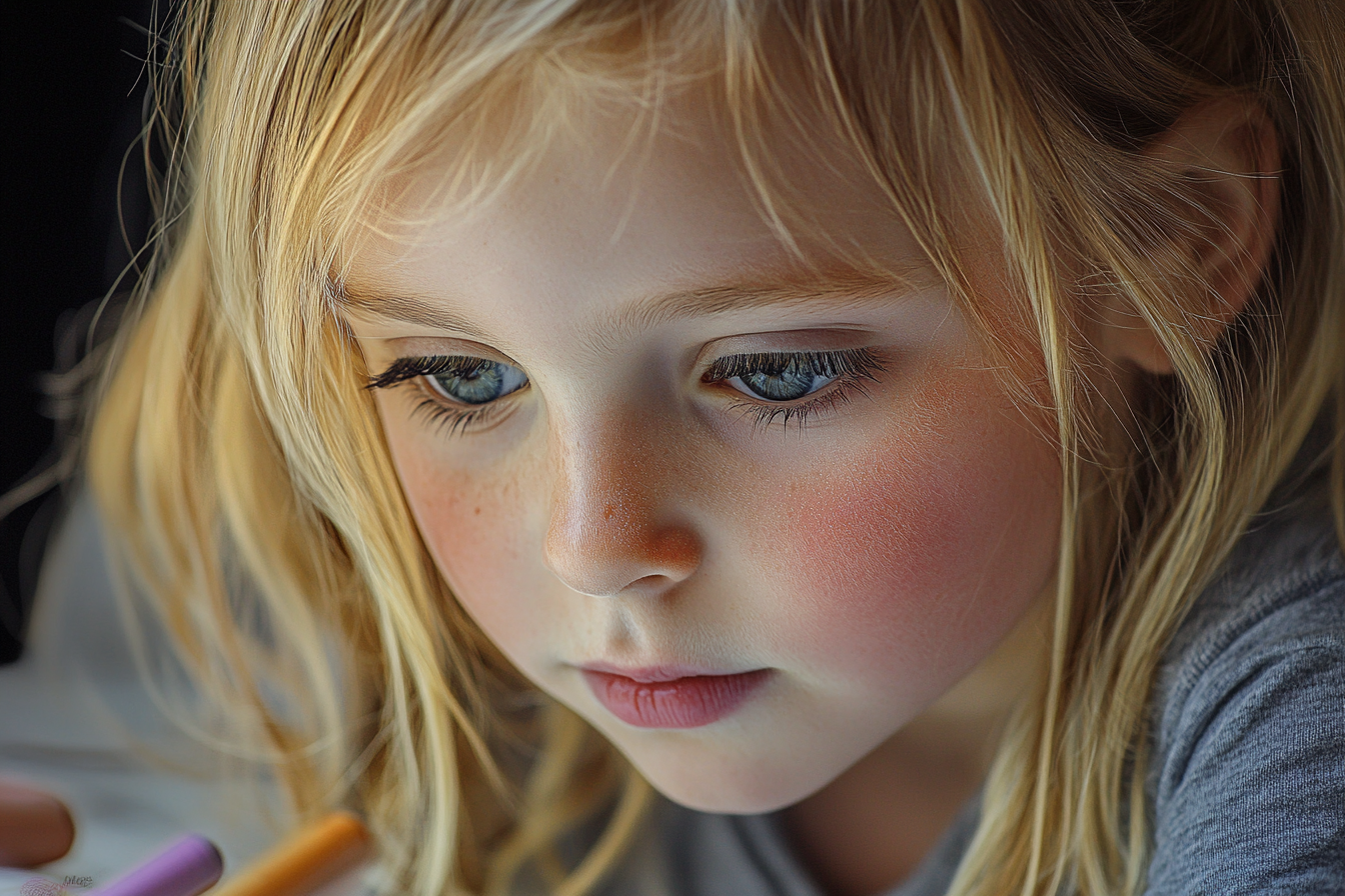 A girl concentrating while drawing | Source: Midjourney