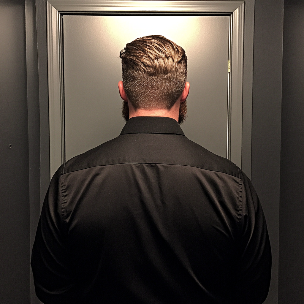 A man standing in front of an office door | Source: Midjourney