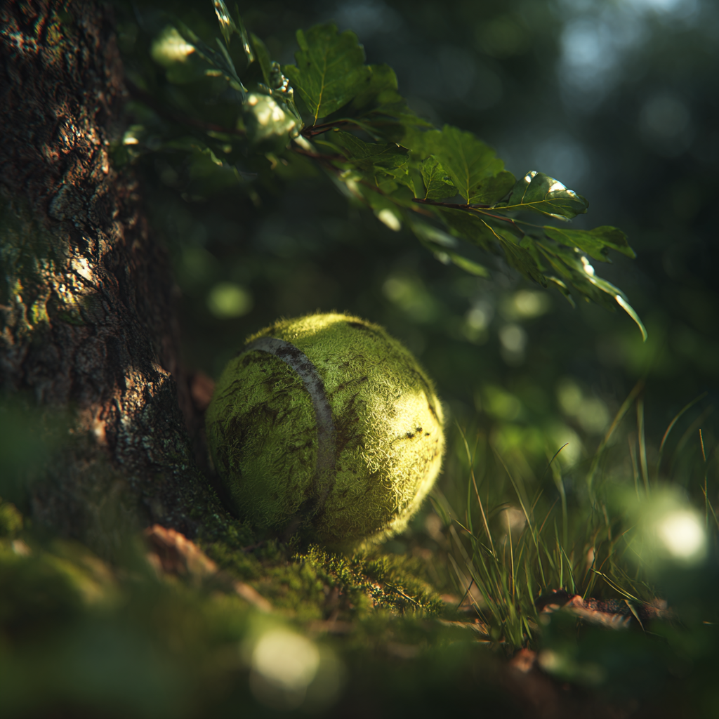 A tennis ball under a tree | Source: Midjourney