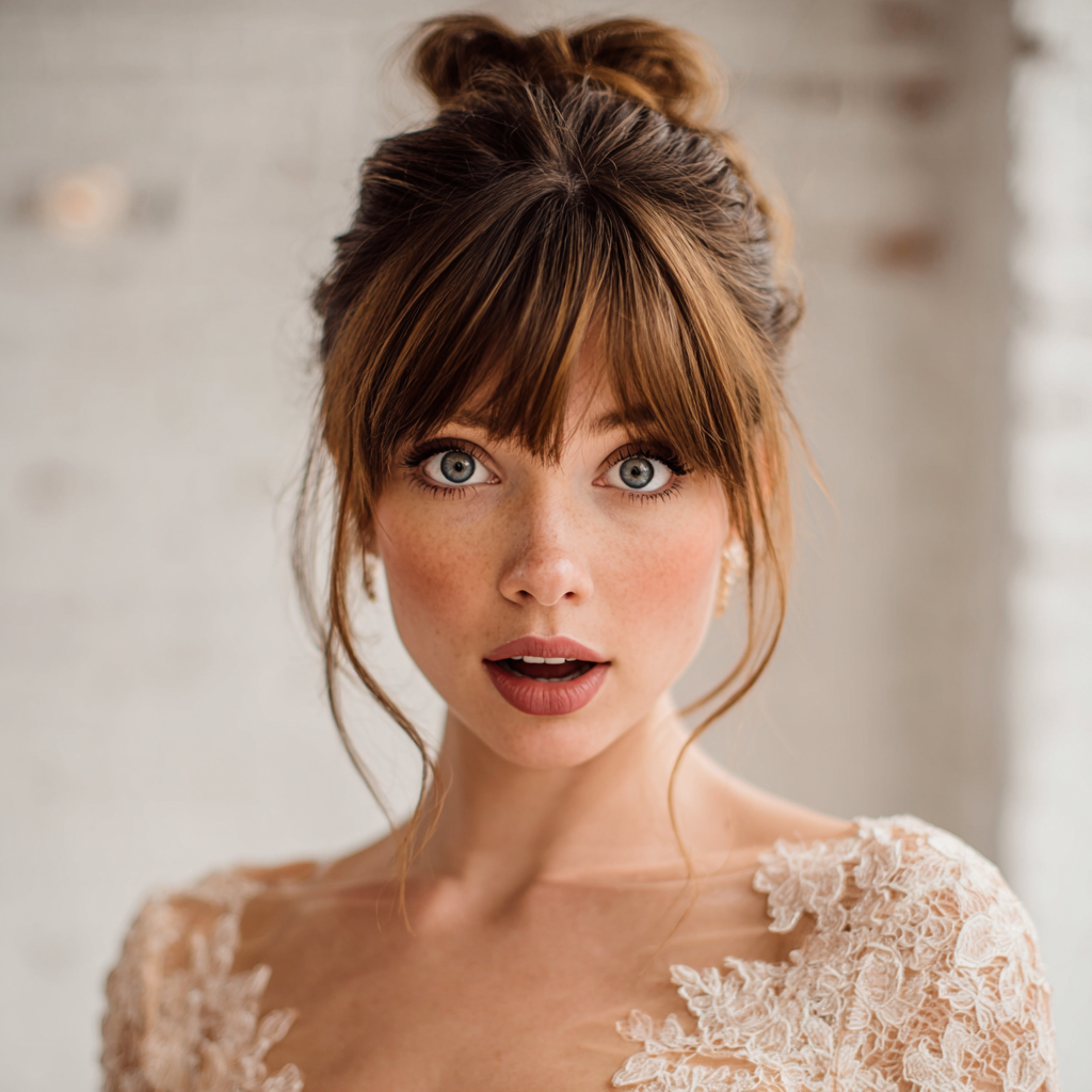 A close-up of a shocked bride | Source: Midjourney