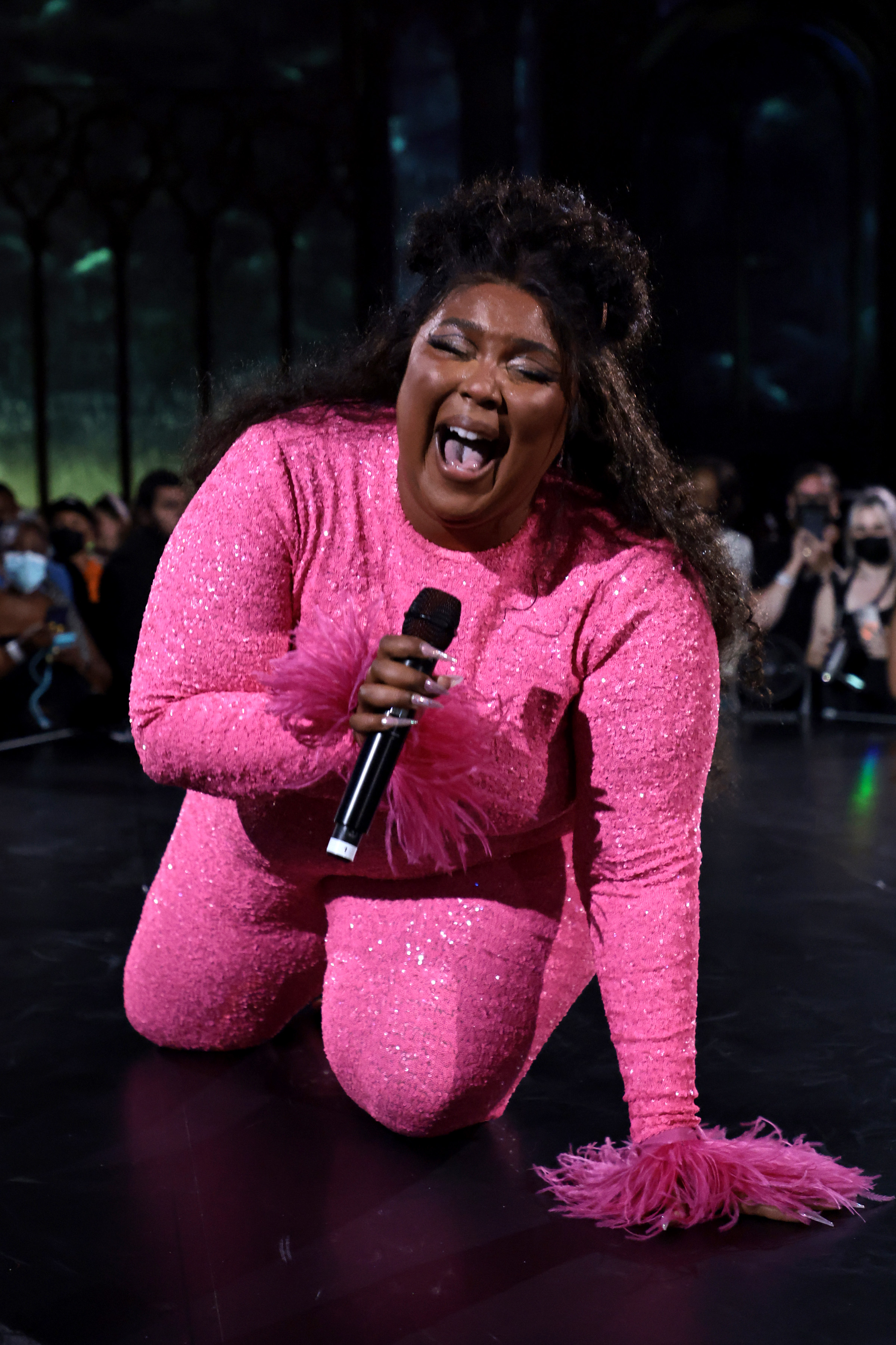 Lizzo performs onstage at the Lizzo "Lizzoverse" album Playback Performance at Cipriani 25 Broadway on July 15, 2022 in New York City. | Source: Getty Images