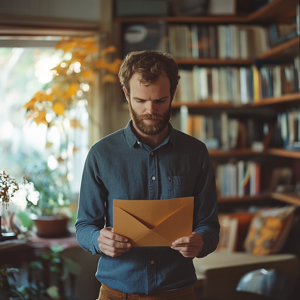 A man opening an envelope | Source: Midjourney