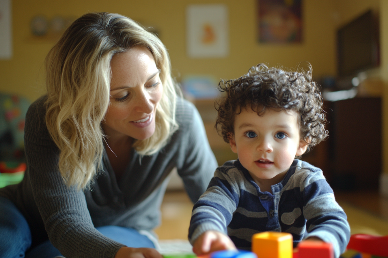 Une femme jouant avec un enfant | Source : Midjourney