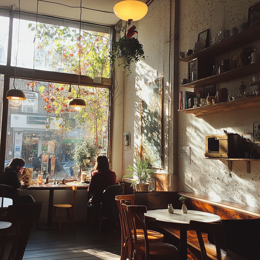 The interior of a coffee shop | Source: Midjourney
