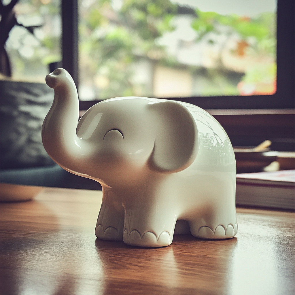 A cute ceramic elephant | Source: Midjourney