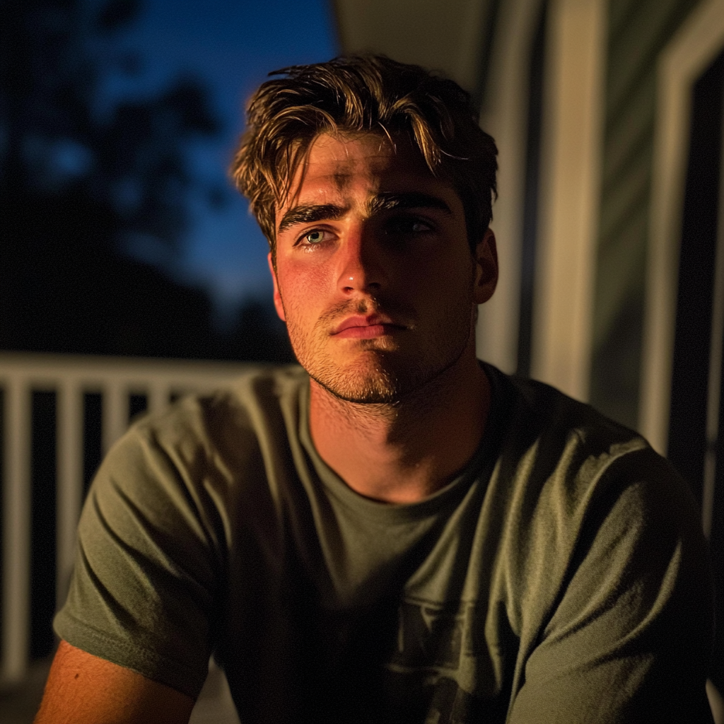 A man sitting on a porch | Source: Midjourney