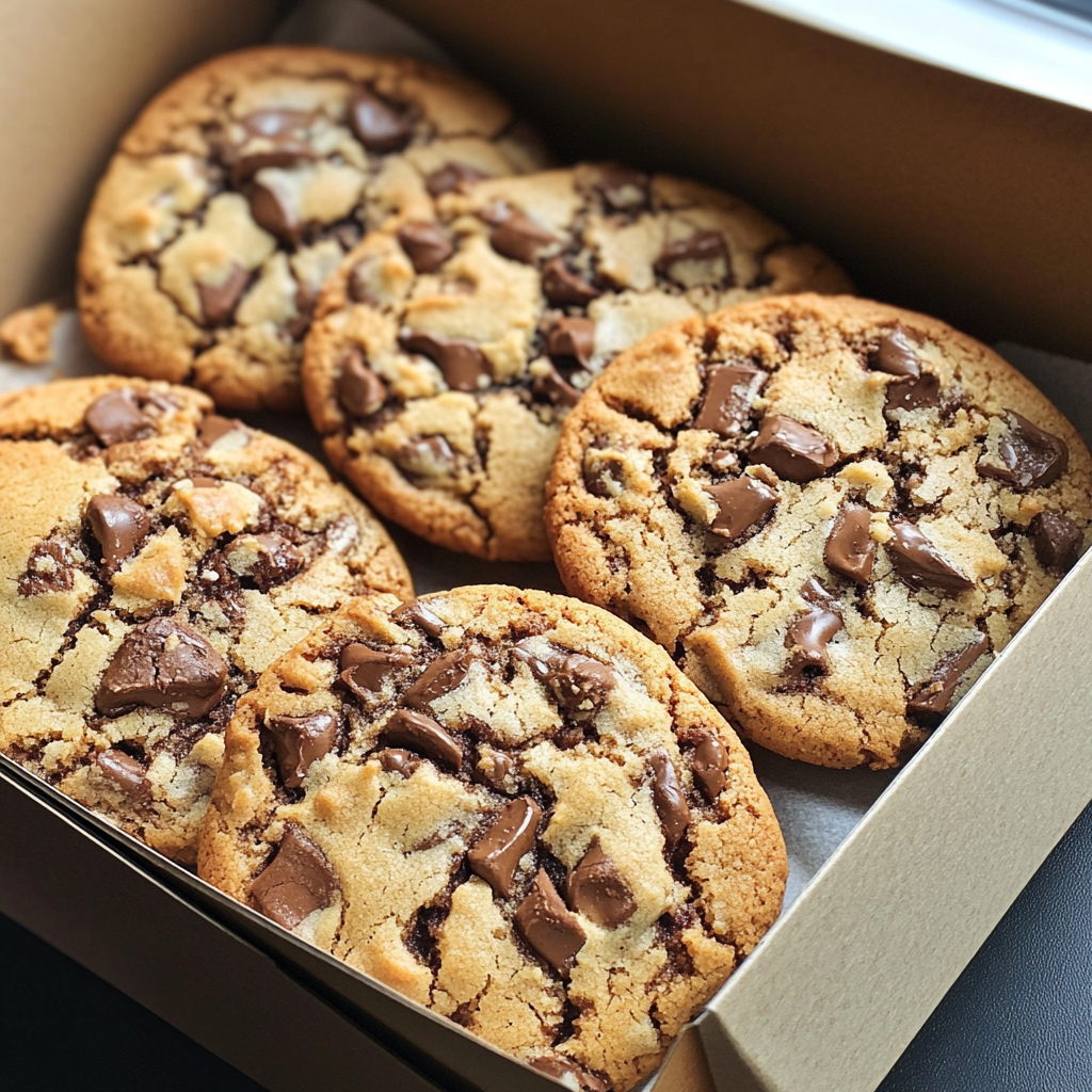 A container of chocolate chip cookies | Source: Midjourney