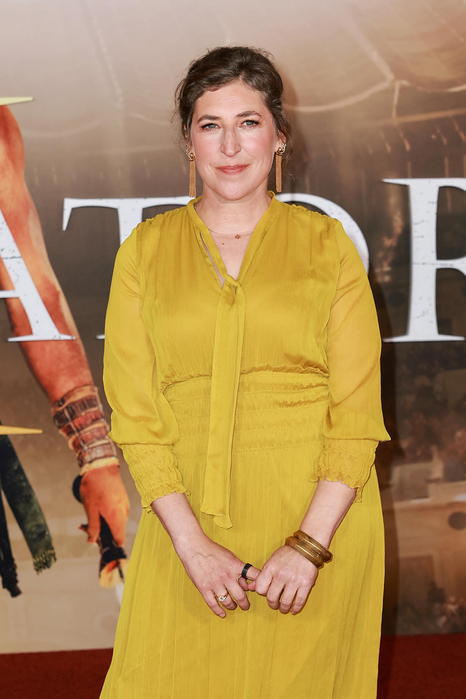 Mayim Bialik attends the Los Angeles premiere of Paramount Pictures' "Gladiator II" at TCL Chinese Theatre on November 18, 2024 in Hollywood, California. | Source: Getty Images