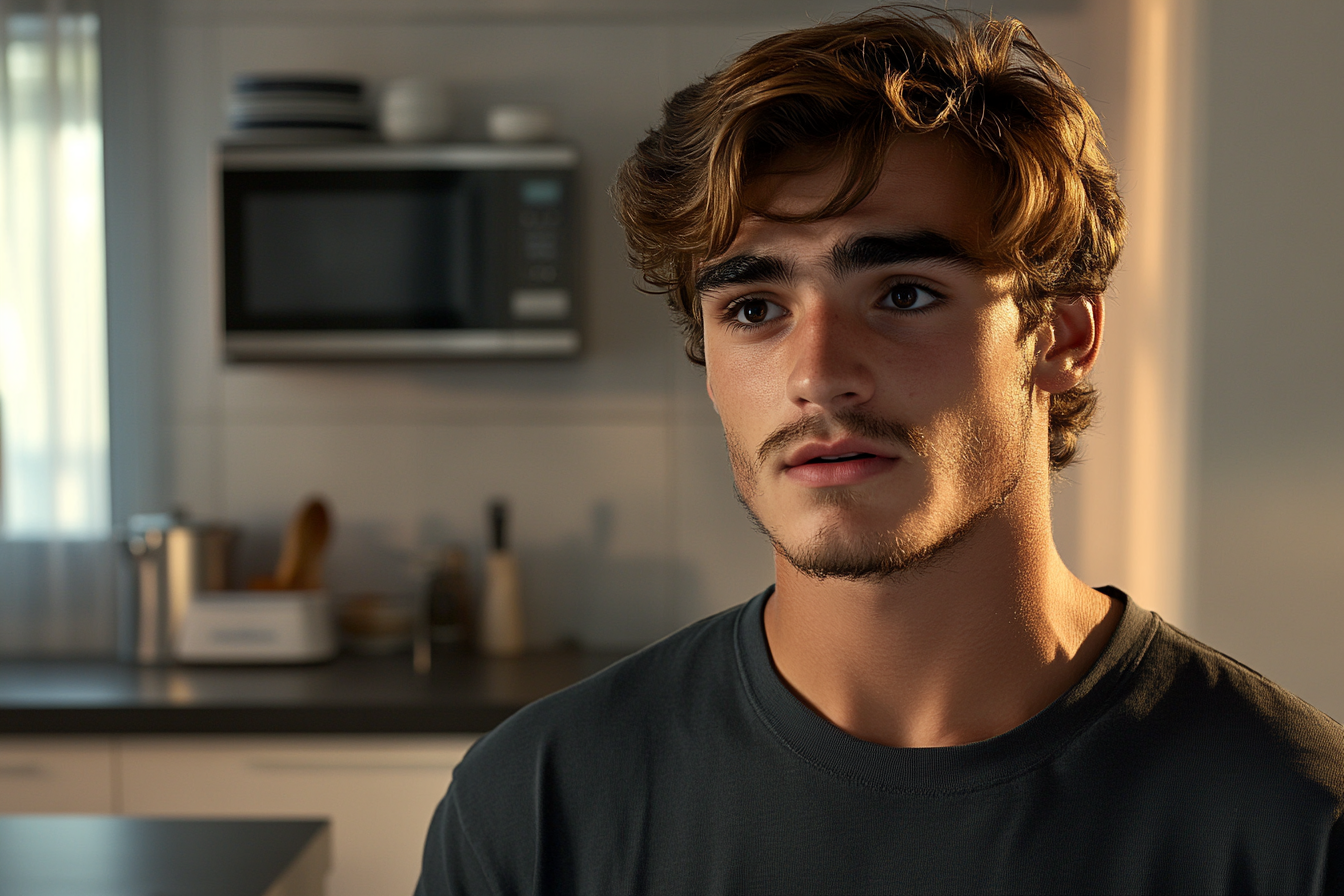 A young man standing in a kitchen | Source: Midjourney