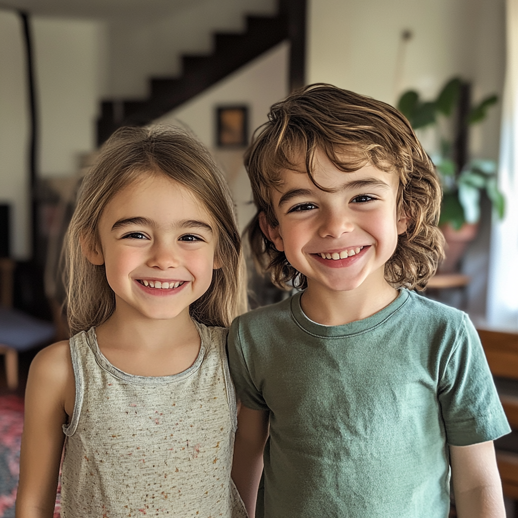 Two smiling children | Source: Midjourney