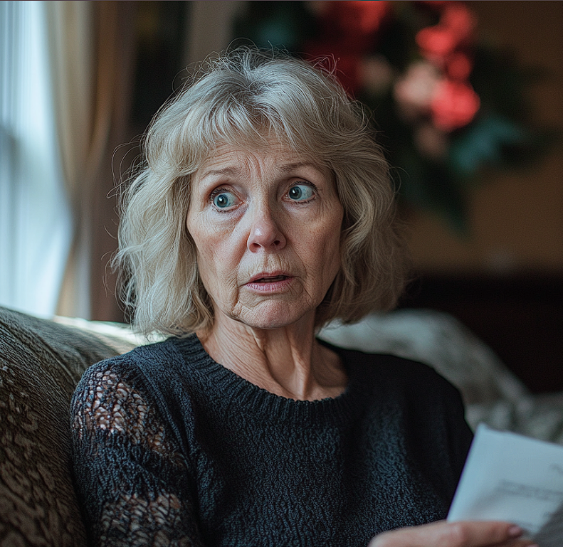 A shocked woman reading a letter | Source: Midjourney