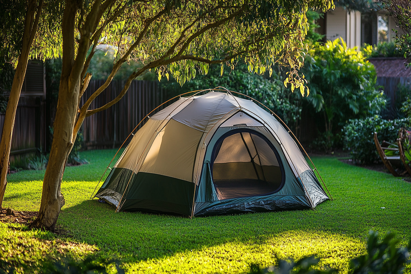 A tent in a backyard | Source: Midjourney