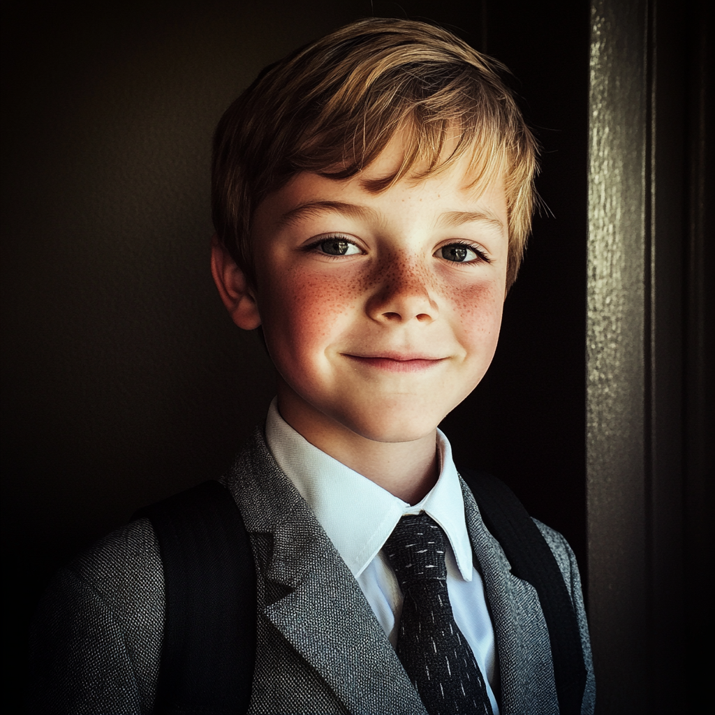 A little boy in his school uniform | Source: Midjourney