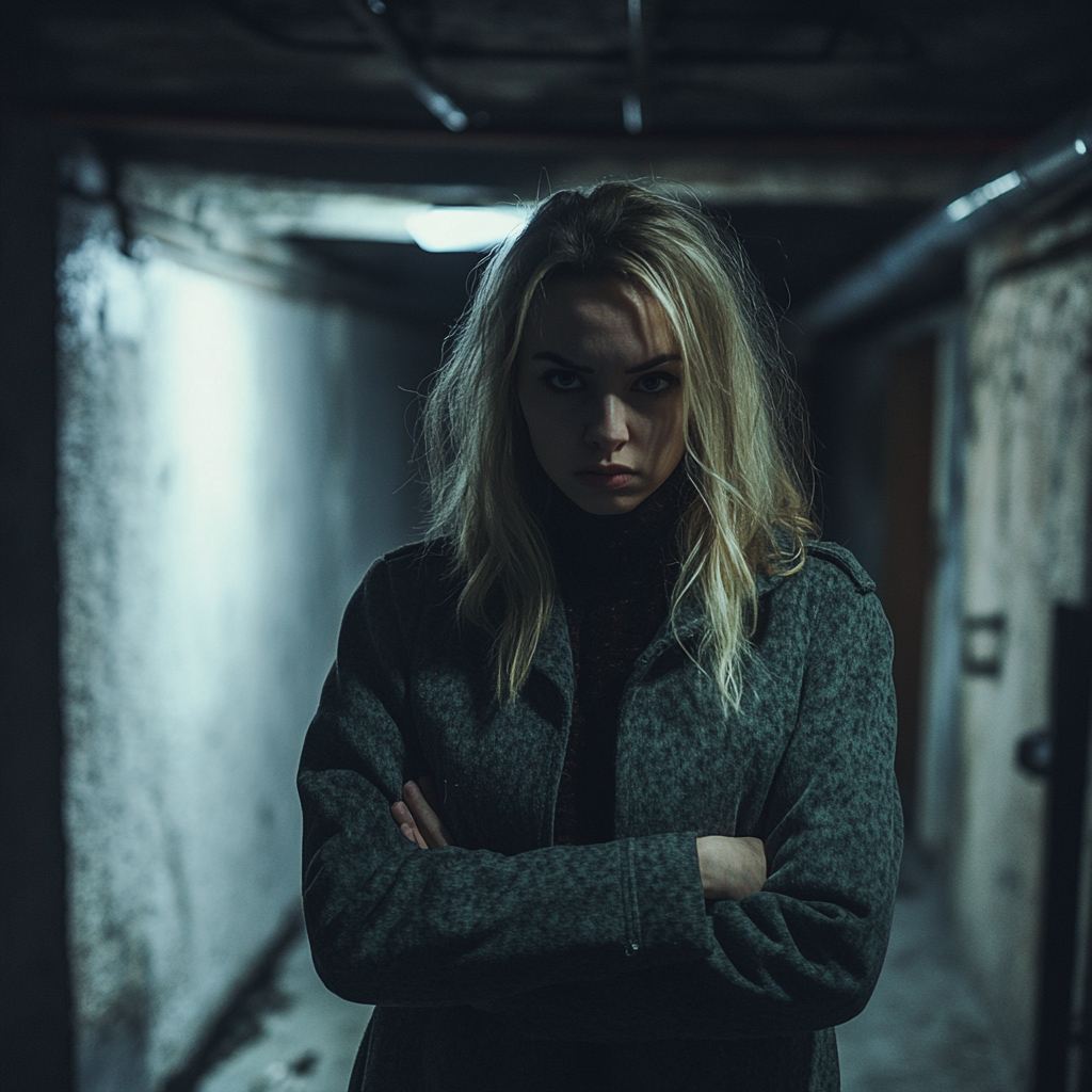 An angry woman in the basement | Source: Midjourney