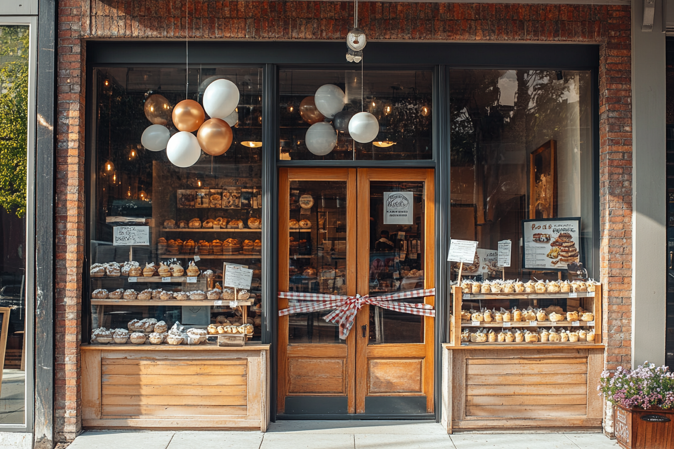 A bakery store front decorated for opening day | Source: Midjourney
