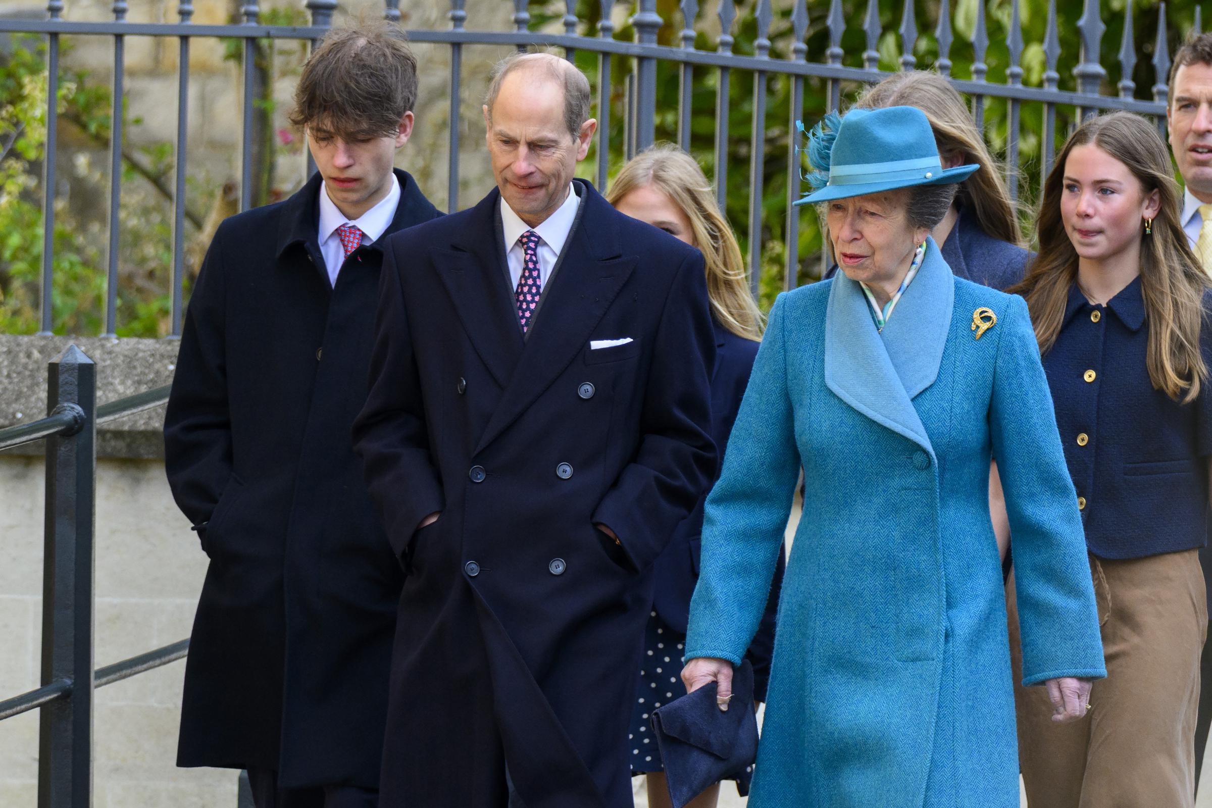 The Prince Edward, Duke of Edinburgh and The Princess Royal attends the Easter Service at St Georgeâs Chapel at Windsor Castle in Windsor, United Kingdom on April 05, 2026. | Source: Getty Images
