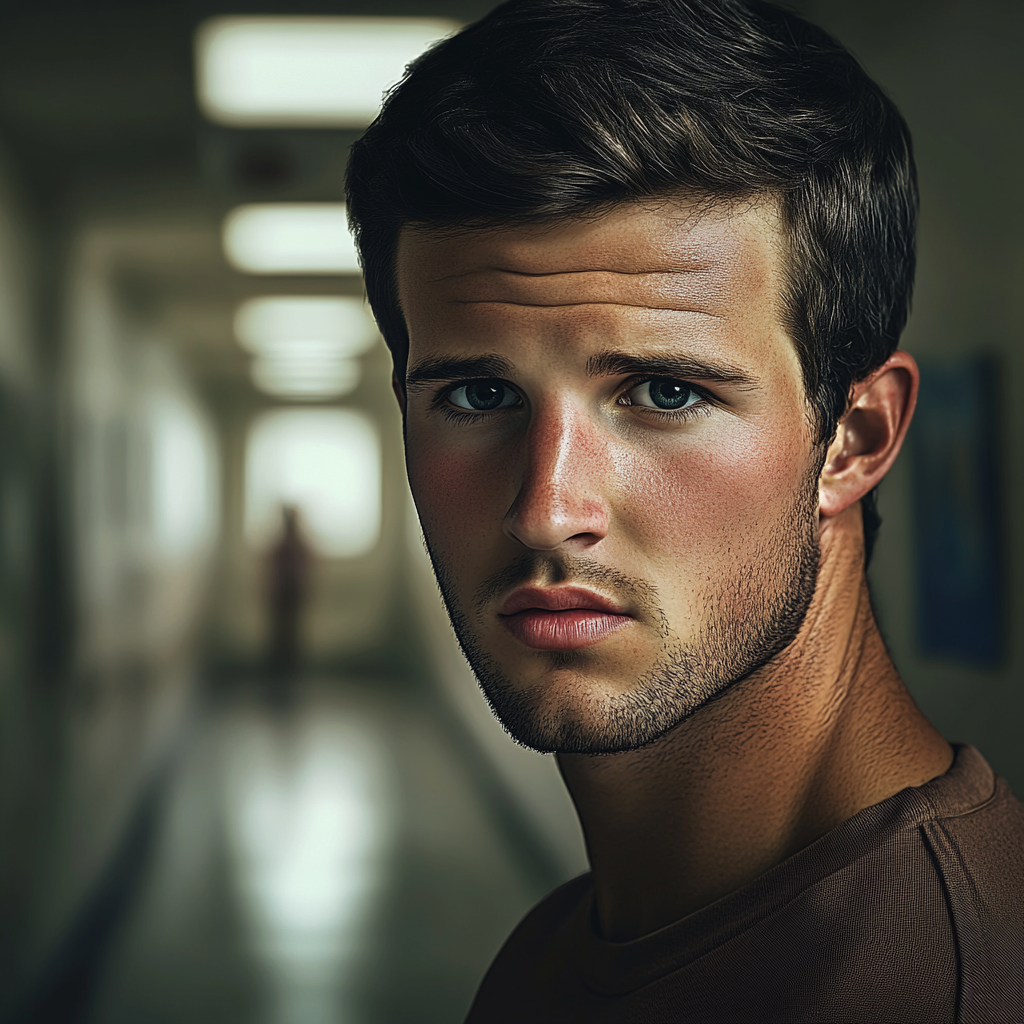 A sad man standing in the hospital corridor | Source: Midjourney