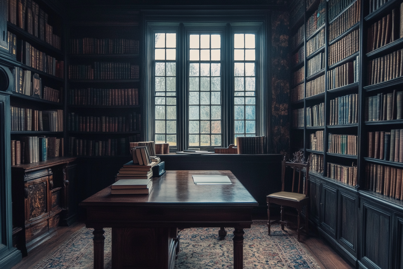 A study with a large desk | Source: Midjourney