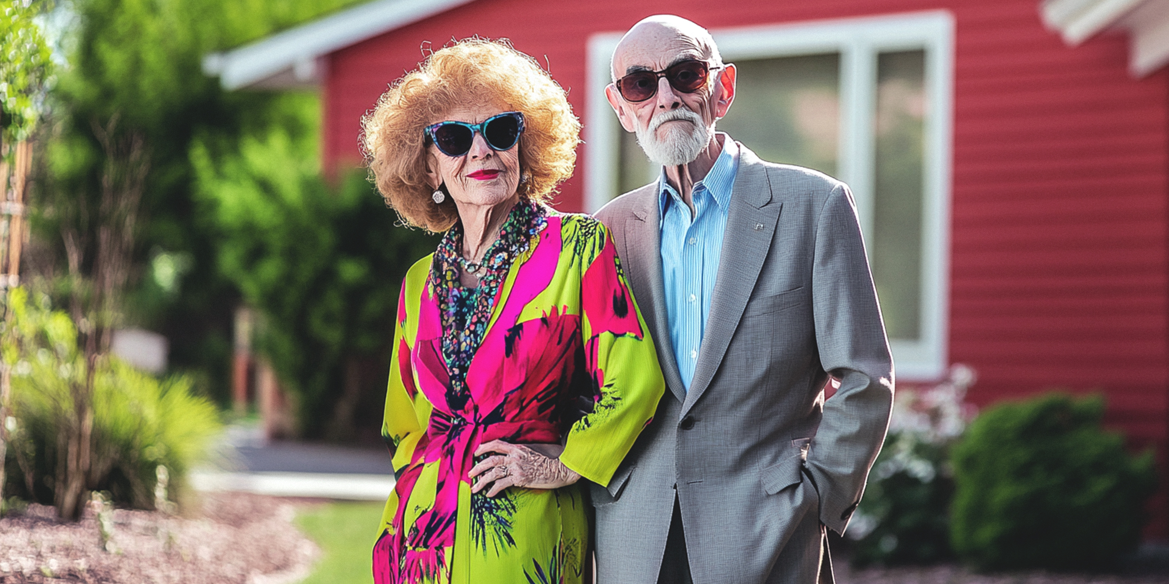 Elderly couple standing in front of the house | Source: Midjourney