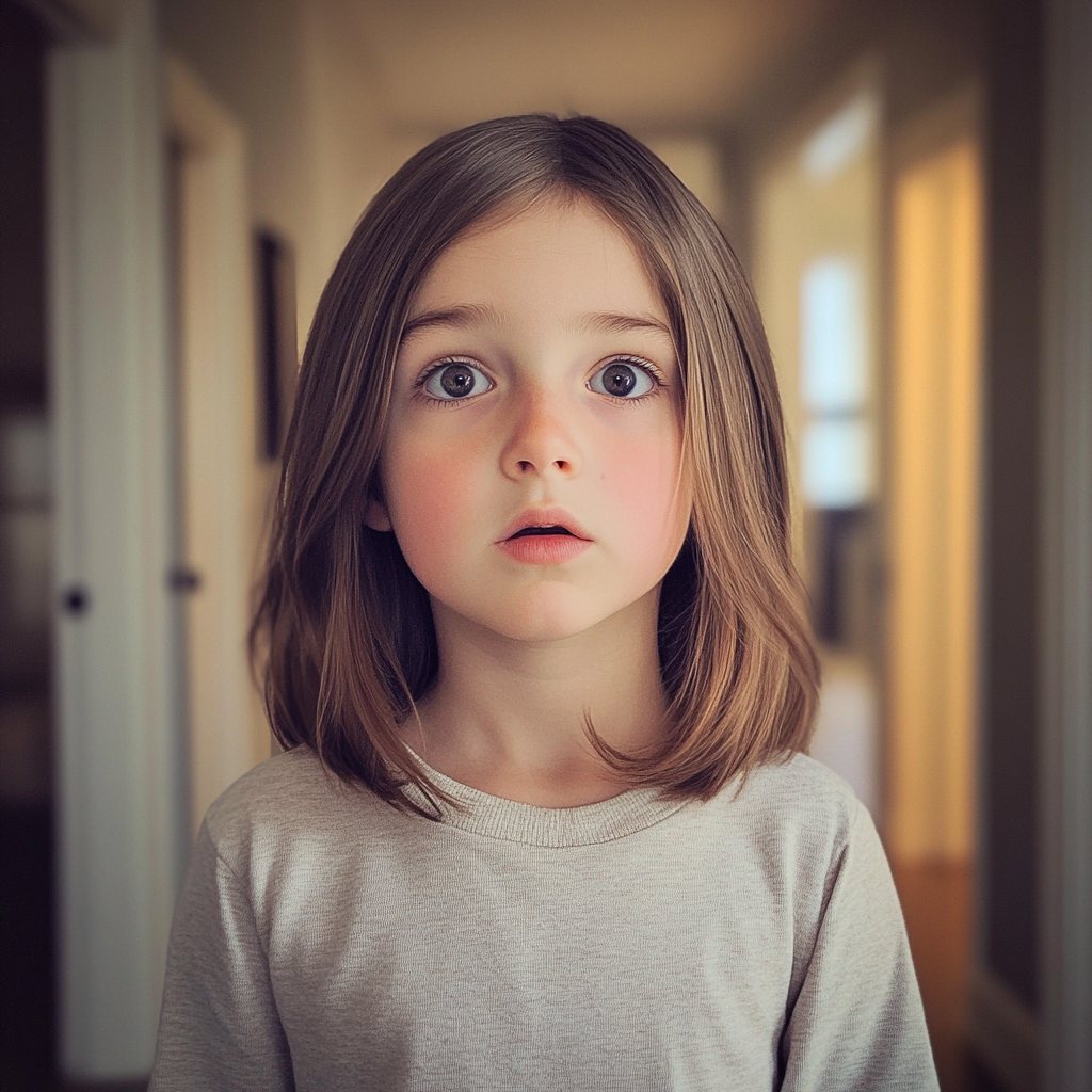 A little girl in a hallway | Source: Midjourney