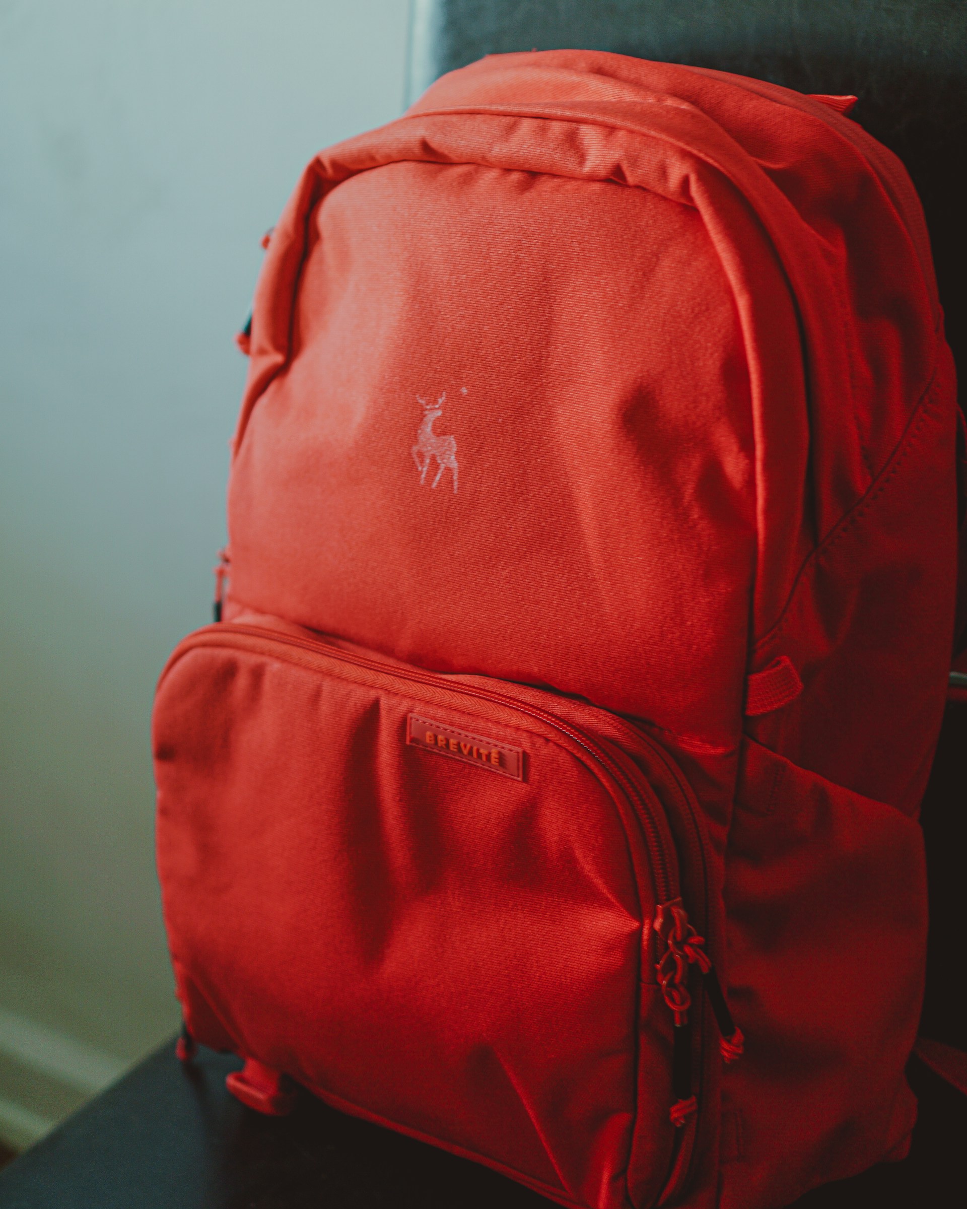 A red backpack on a chair | Source: Unsplash