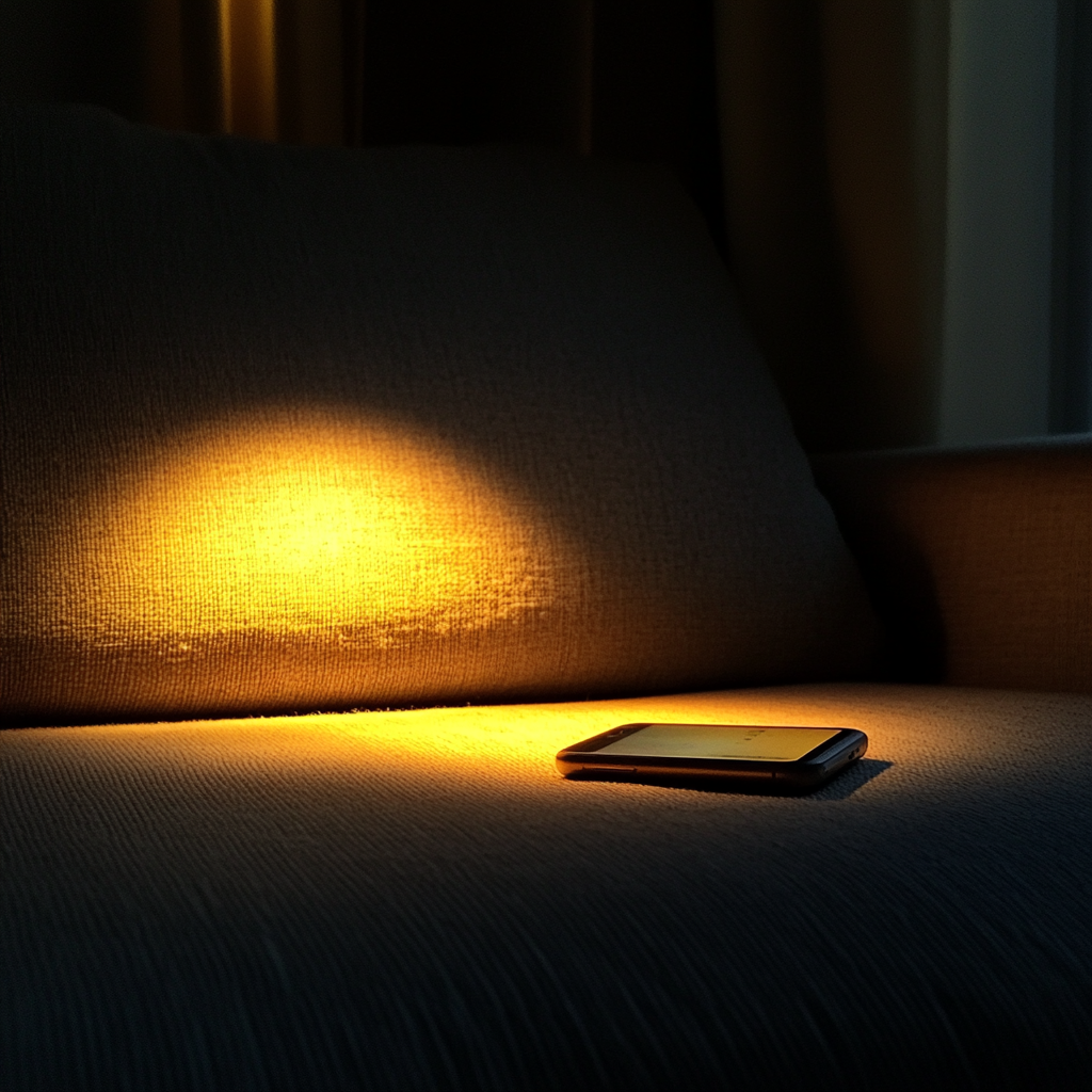 A cellphone on a couch | Source: Midjourney