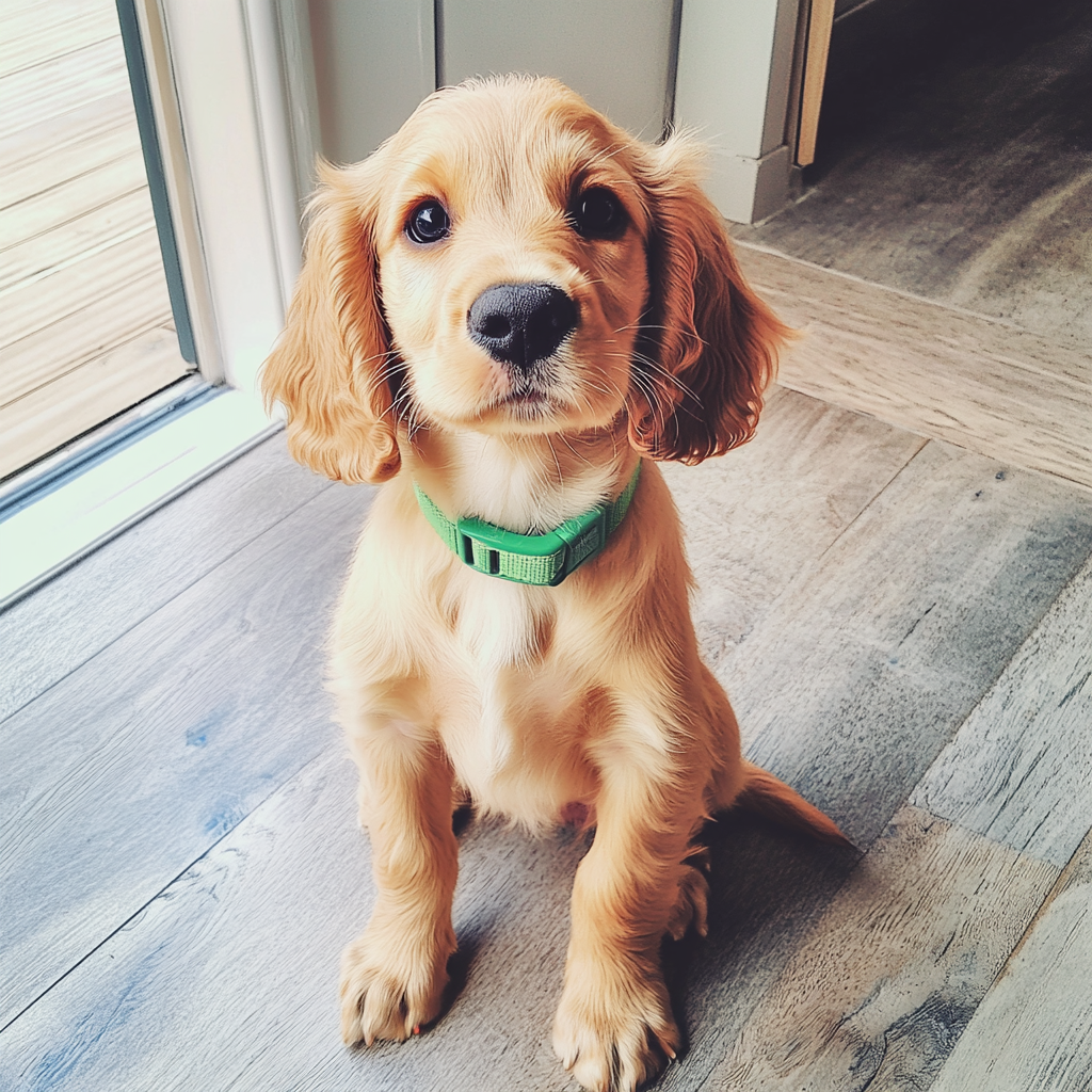 A dog with a green collar | Source: Midjourney