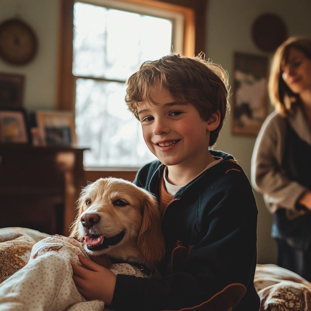 Jovem cria laços com seu cachorro | Fonte: Midjourney