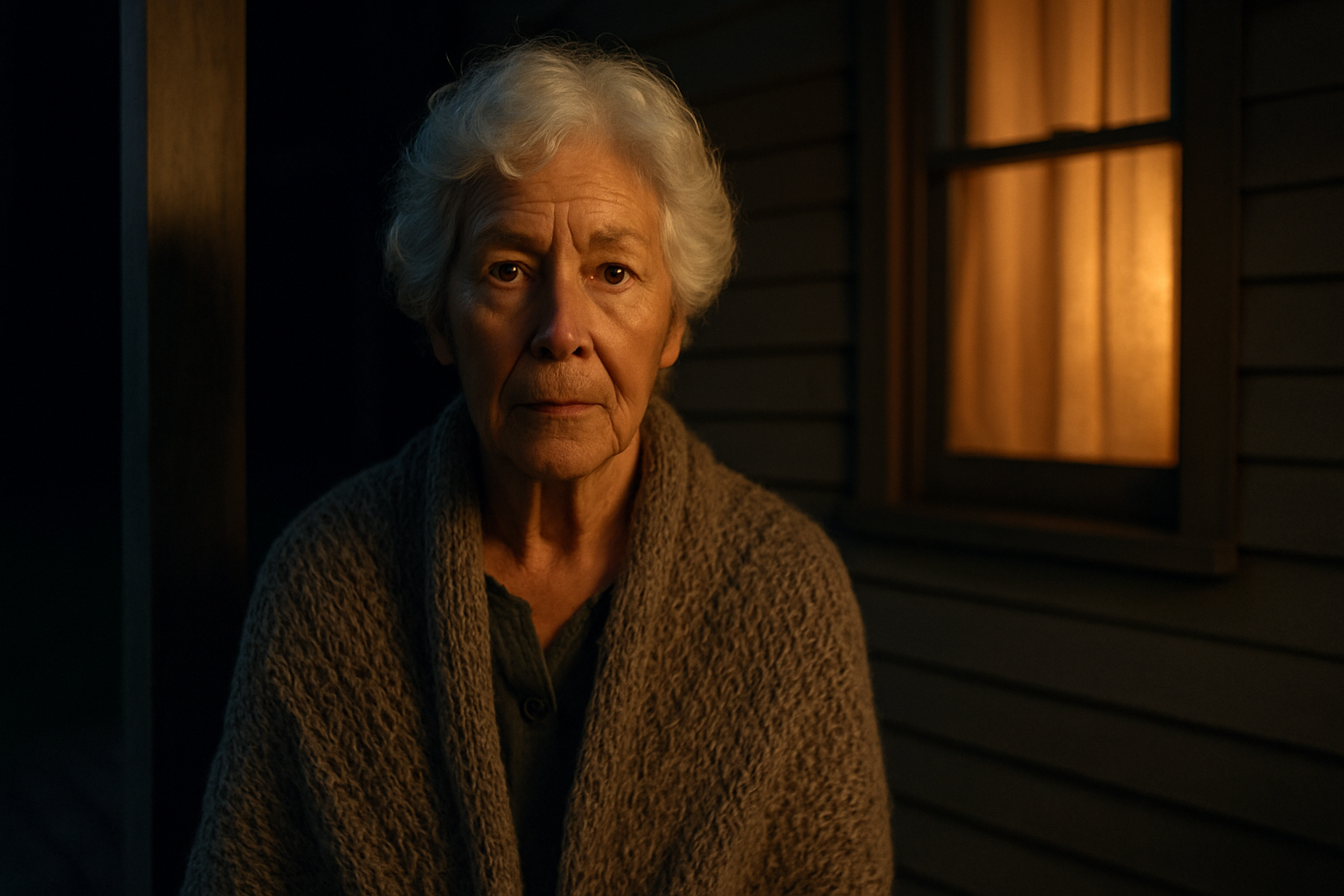 An old lady near the house | Source: Sora