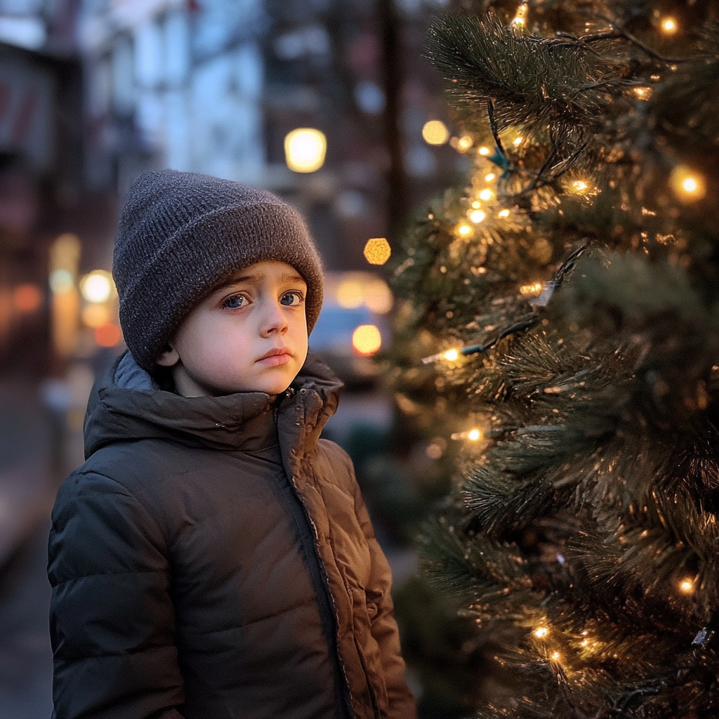 A sad blue-eyed boy | Source: Midjourney