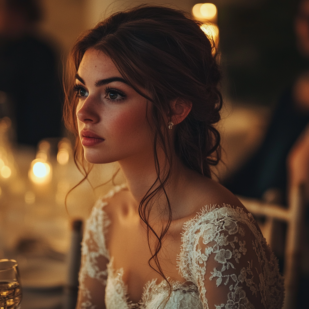 A bride sitting at a table | Source: Midjourney