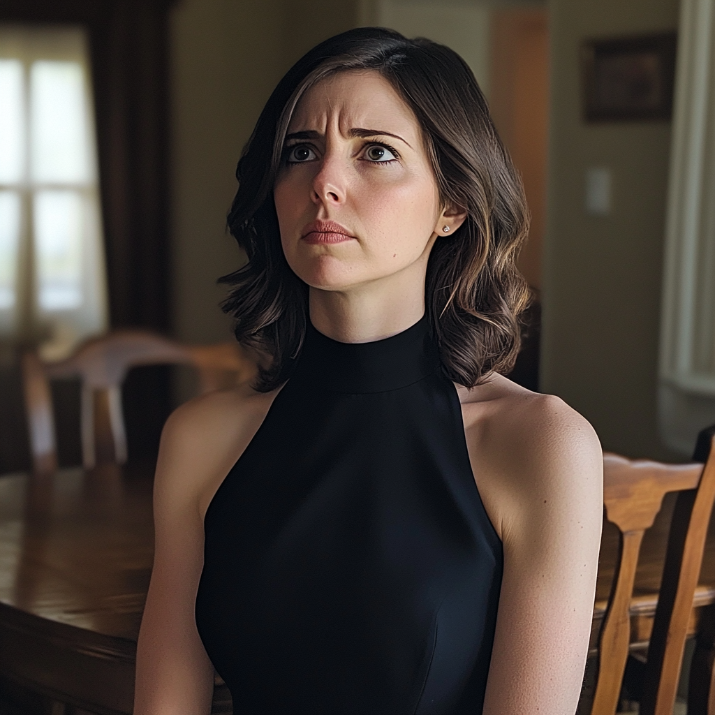 An upset and frowning young woman | Source: Midjourney