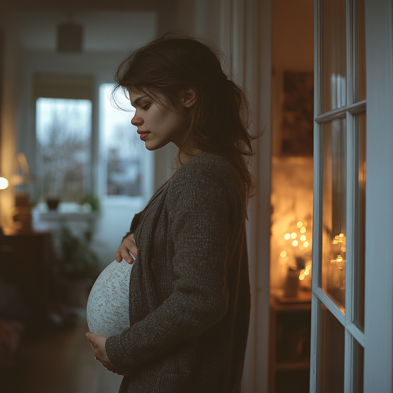 Una donna incinta che torna a casa | Fonte: Midjourney
