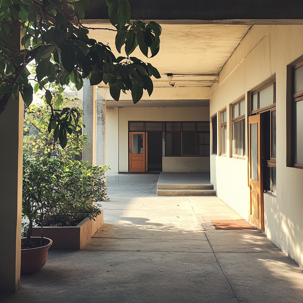 The exterior of an orphanage | Source: Midjourney