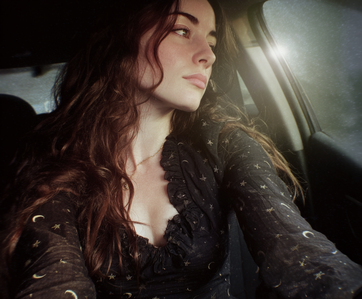 A woman driving a car | Source: Midjourney