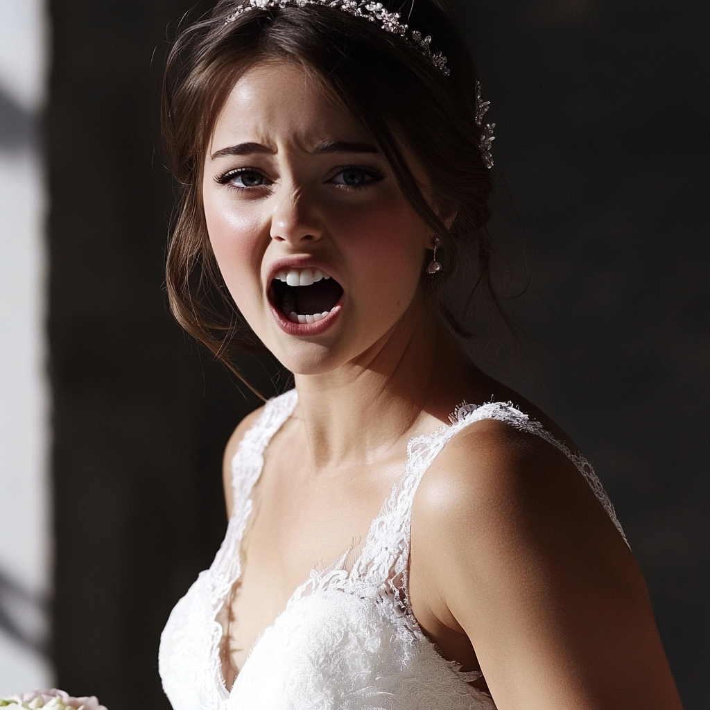 A furious bride yelling at someone | Source: Midjourney