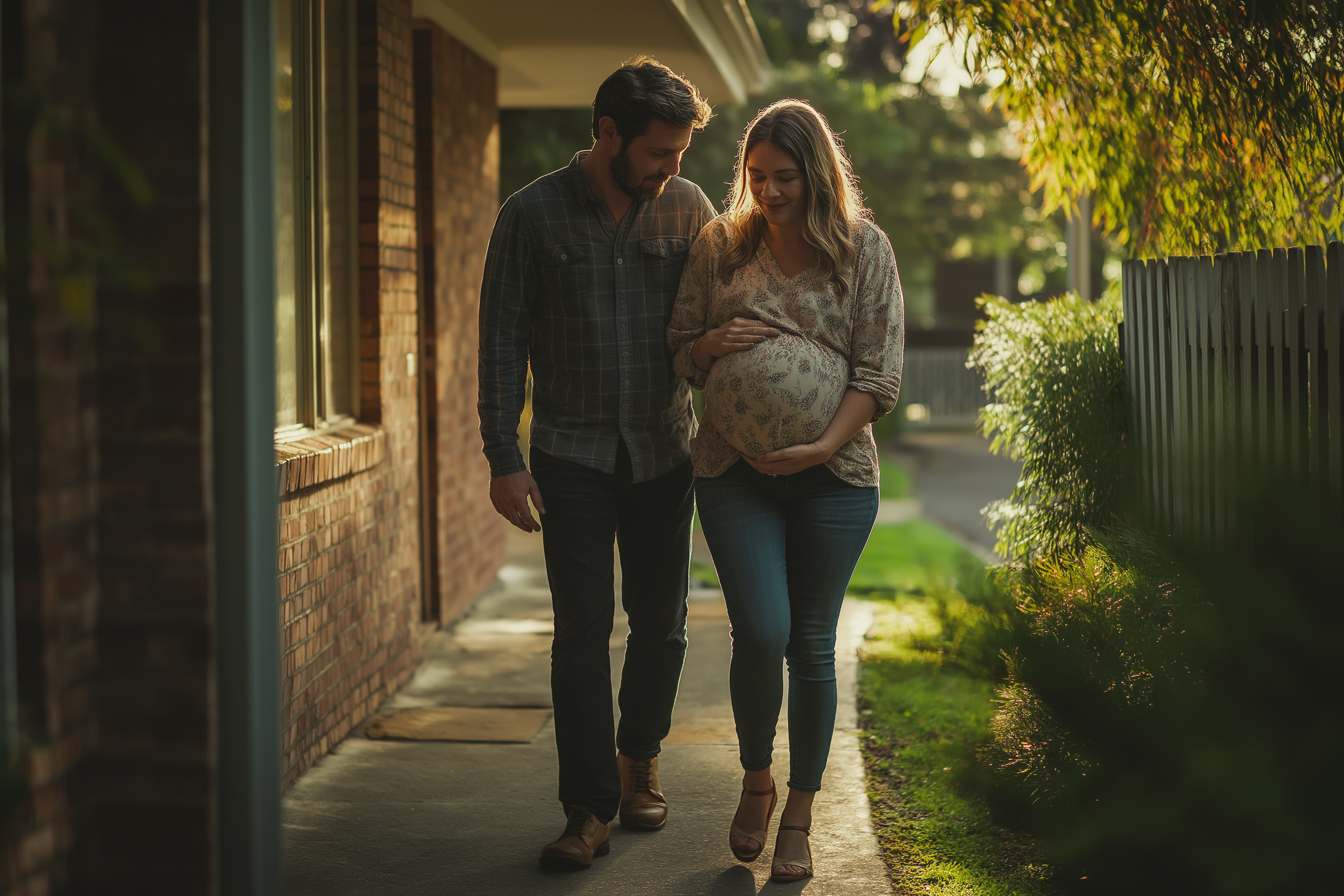 A man walking with a pregnant woman | Source: Midjourney