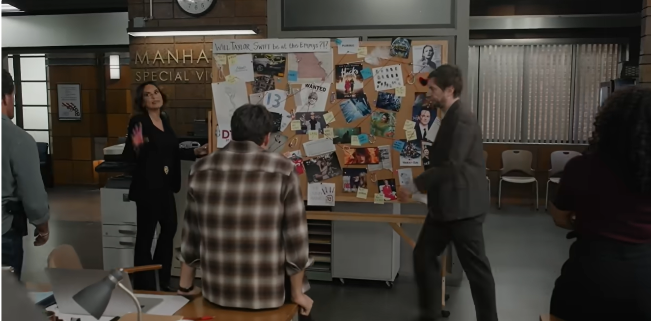 Mariska Hargitay and fellow Law & Order: Special Victims Unit actors investigate whether Taylor Swift will attend the 78th Primetime Emmy Awards in a playful pre-ceremony sketch. | Source: YouTube/Television Academy