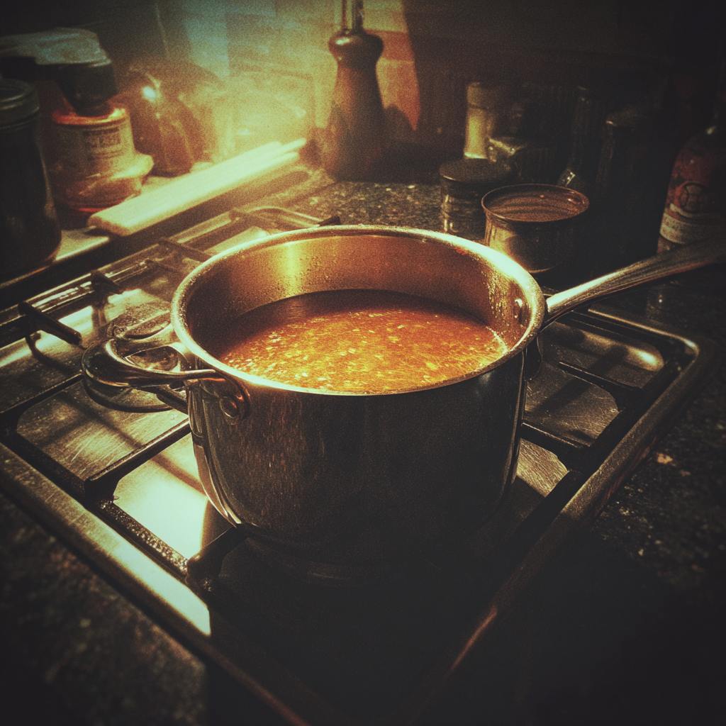 A pot of gravy on a stove | Source: Midjourney