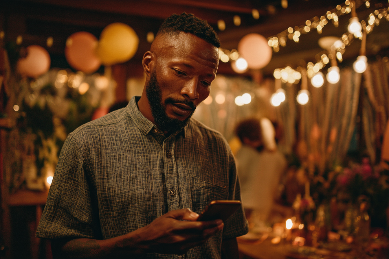 A man using his phone | Source: Midjourney