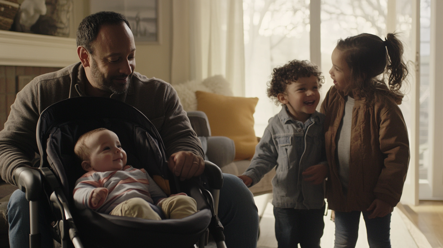 Dad with three kids | Source: Midjourney